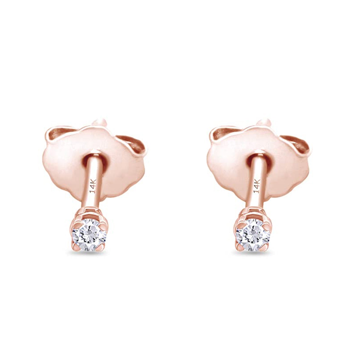 Round Natural Diamond Stud (IGI Certified 0.70 ct & up) Plus Quality Friction Back Earrings in 14k Solid Gold, 0.04 Ctw - 2.00 Ctw Gift For Her