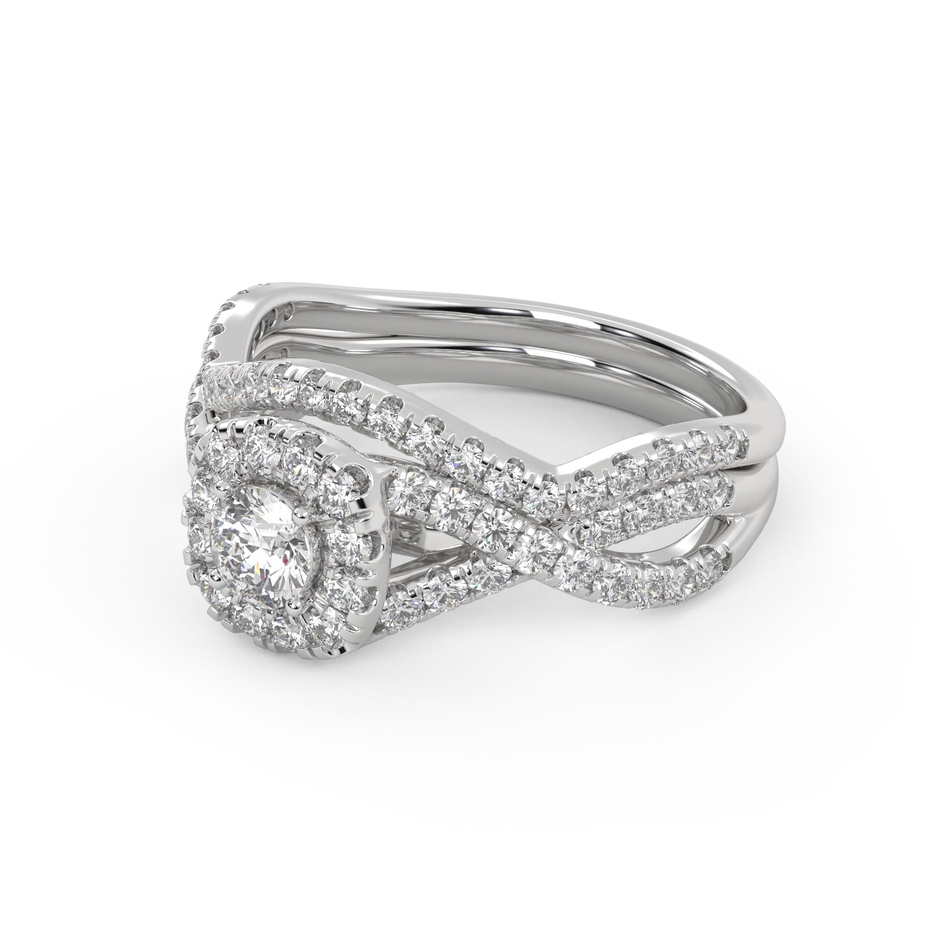 1 Ctw Lab Grown Diamond Infinity Halo Solitaire Bridal Set Ring 14K Or 18K Gold