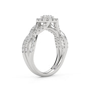 1 Ctw Lab Grown Diamond Infinity Halo Solitaire Bridal Set Ring 14K Or 18K Gold