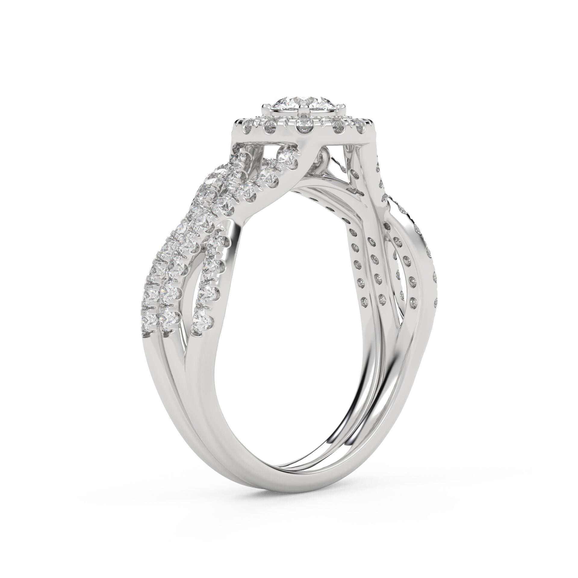 1 Ctw Lab Grown Diamond Infinity Halo Solitaire Bridal Set Ring 14K Or 18K Gold