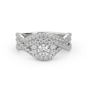 1 Ctw Lab Grown Diamond Infinity Halo Solitaire Bridal Set Ring 14K Or 18K Gold