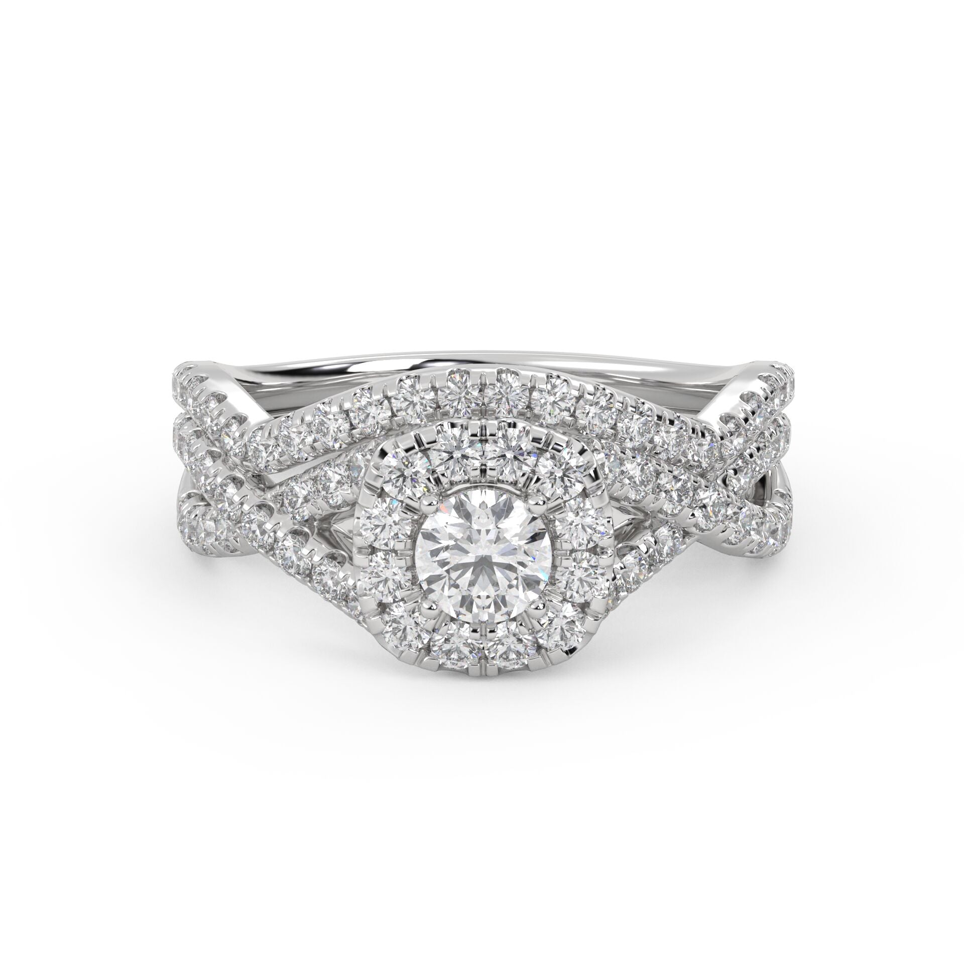 1 Ctw Lab Grown Diamond Infinity Halo Solitaire Bridal Set Ring 14K Or 18K Gold