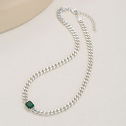Lea Cuban Link Emerald Chain Necklace