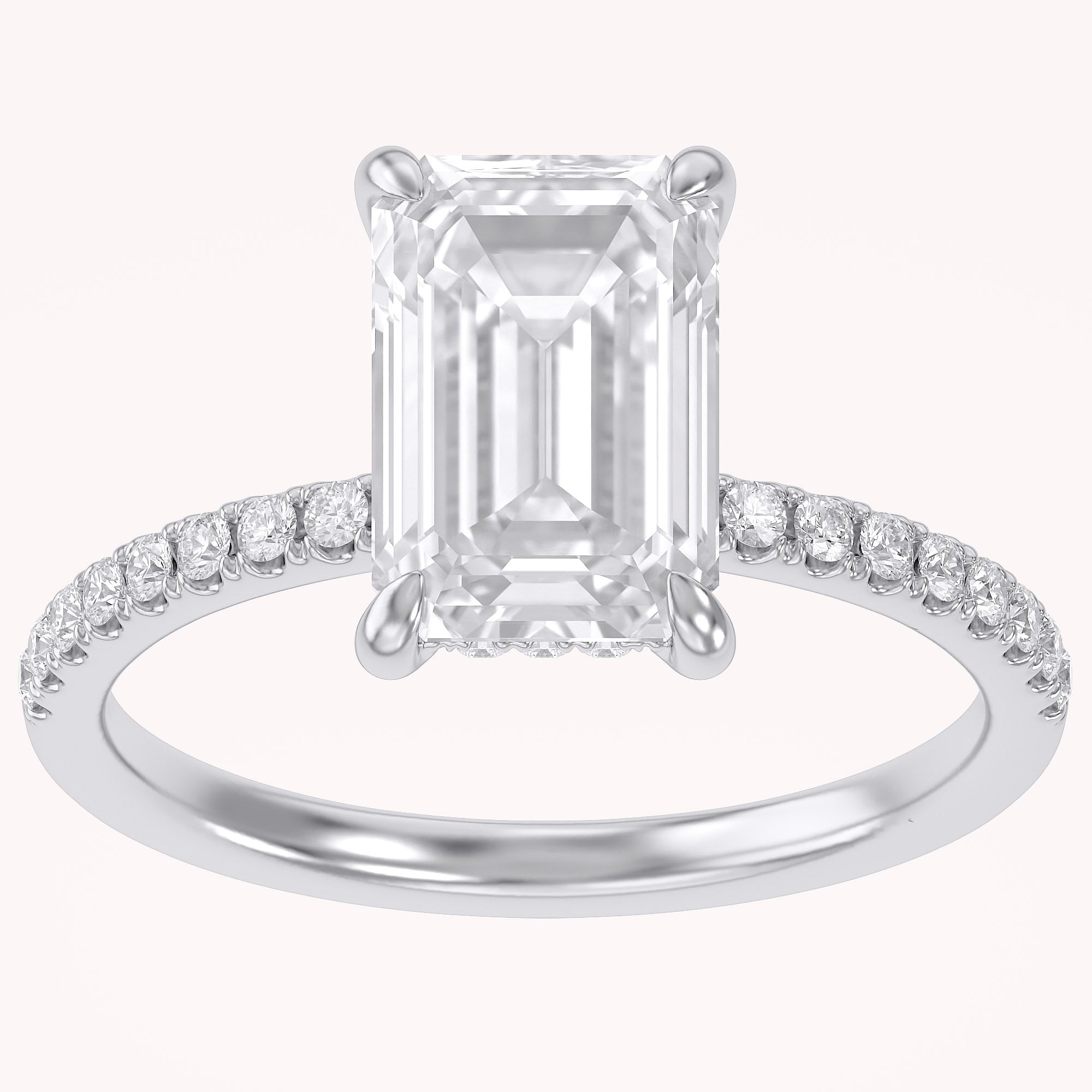 Hidden Halo Solitaire Engagement Ring 2.80 Carat Lab Grown Diamond