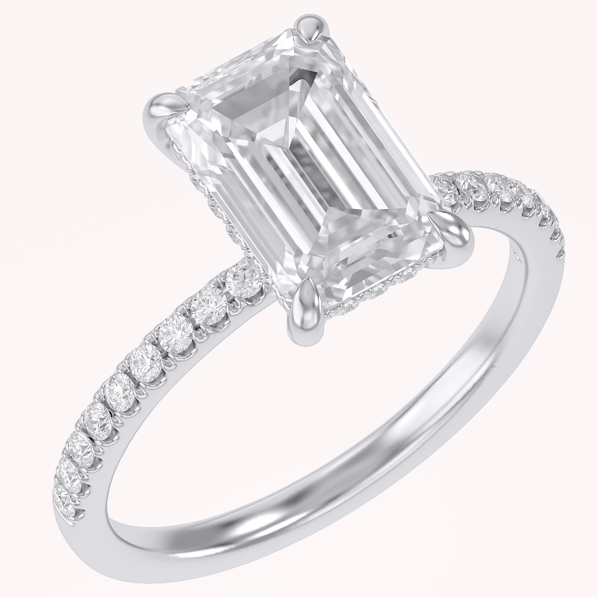Hidden Halo Solitaire Engagement Ring 2.80 Carat Lab Grown Diamond