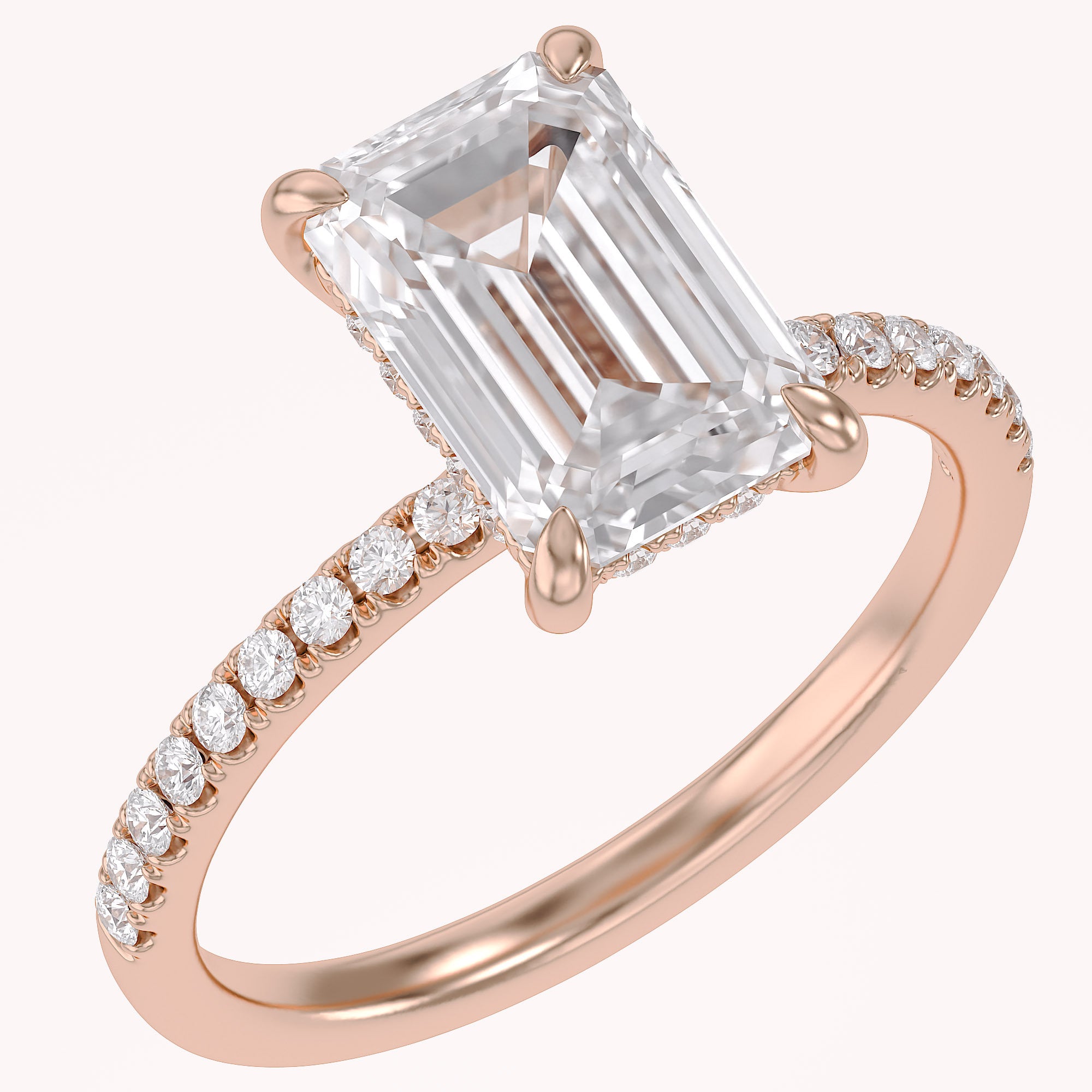 Hidden Halo Solitaire Engagement Ring 2.80 Carat Lab Grown Diamond