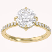 Hidden Halo Solitaire Engagement Ring Center 8.5mm Lab Grown Diamond