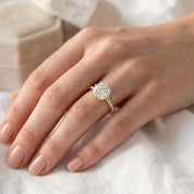Hidden Halo Solitaire Engagement Ring Center 8.5mm Lab Grown Diamond