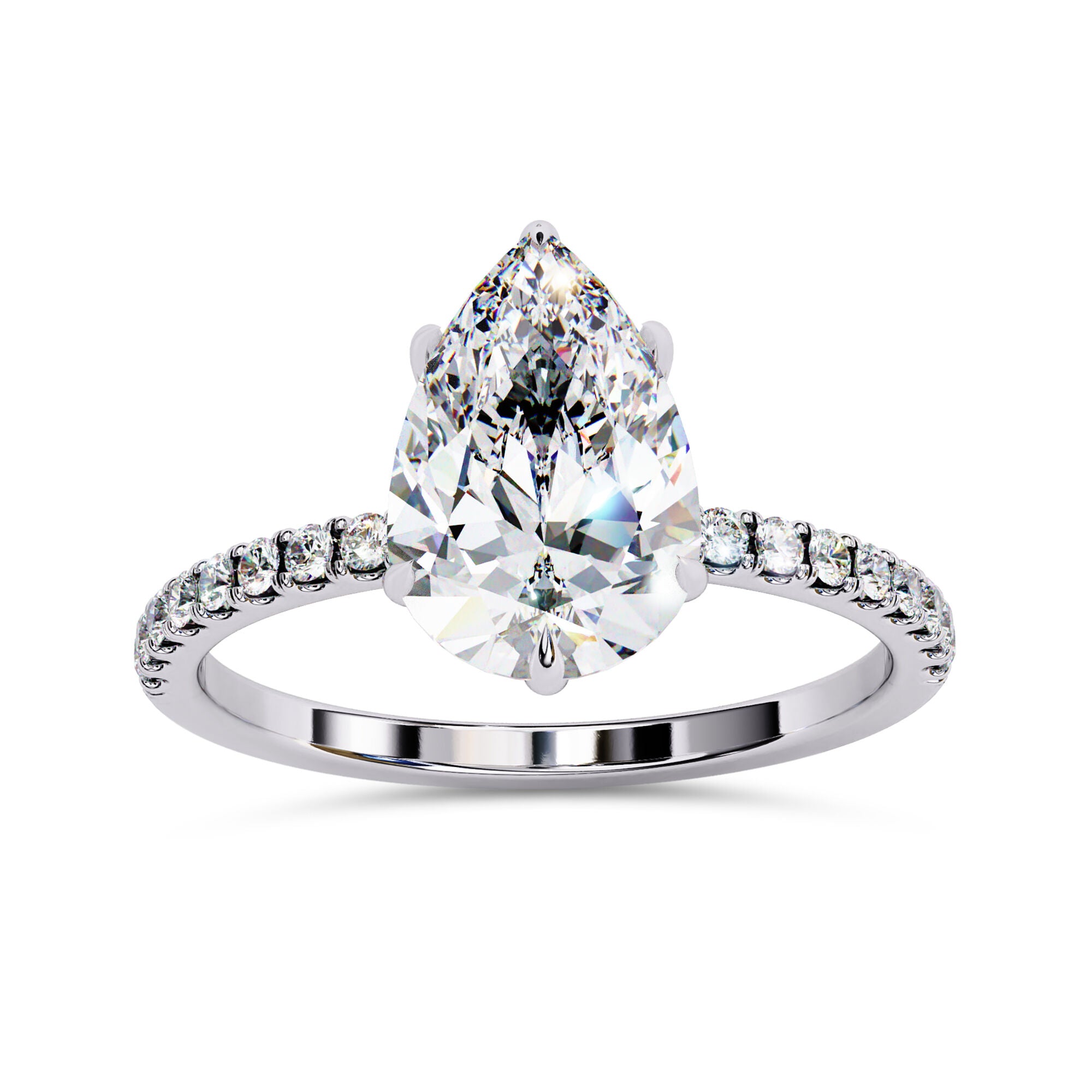 Hidden Halo Solitaire Engagement Ring 10x7mm Lab Grown Diamond