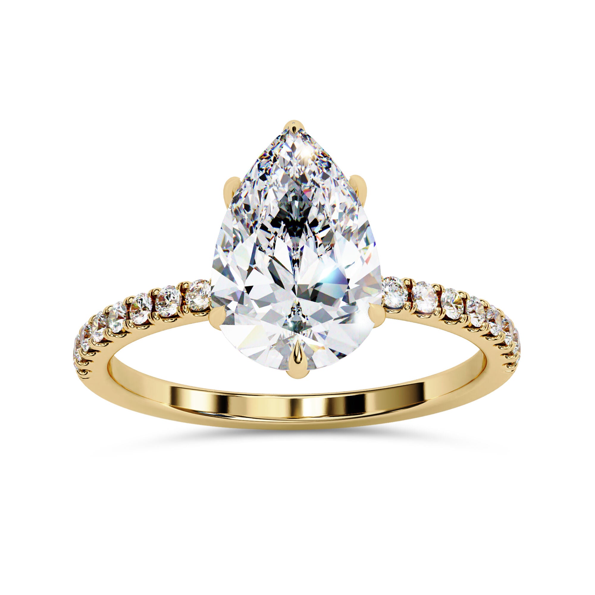 Hidden Halo Solitaire Engagement Ring 10x7mm Lab Grown Diamond