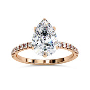 Hidden Halo Solitaire Engagement Ring 10x7mm Lab Grown Diamond
