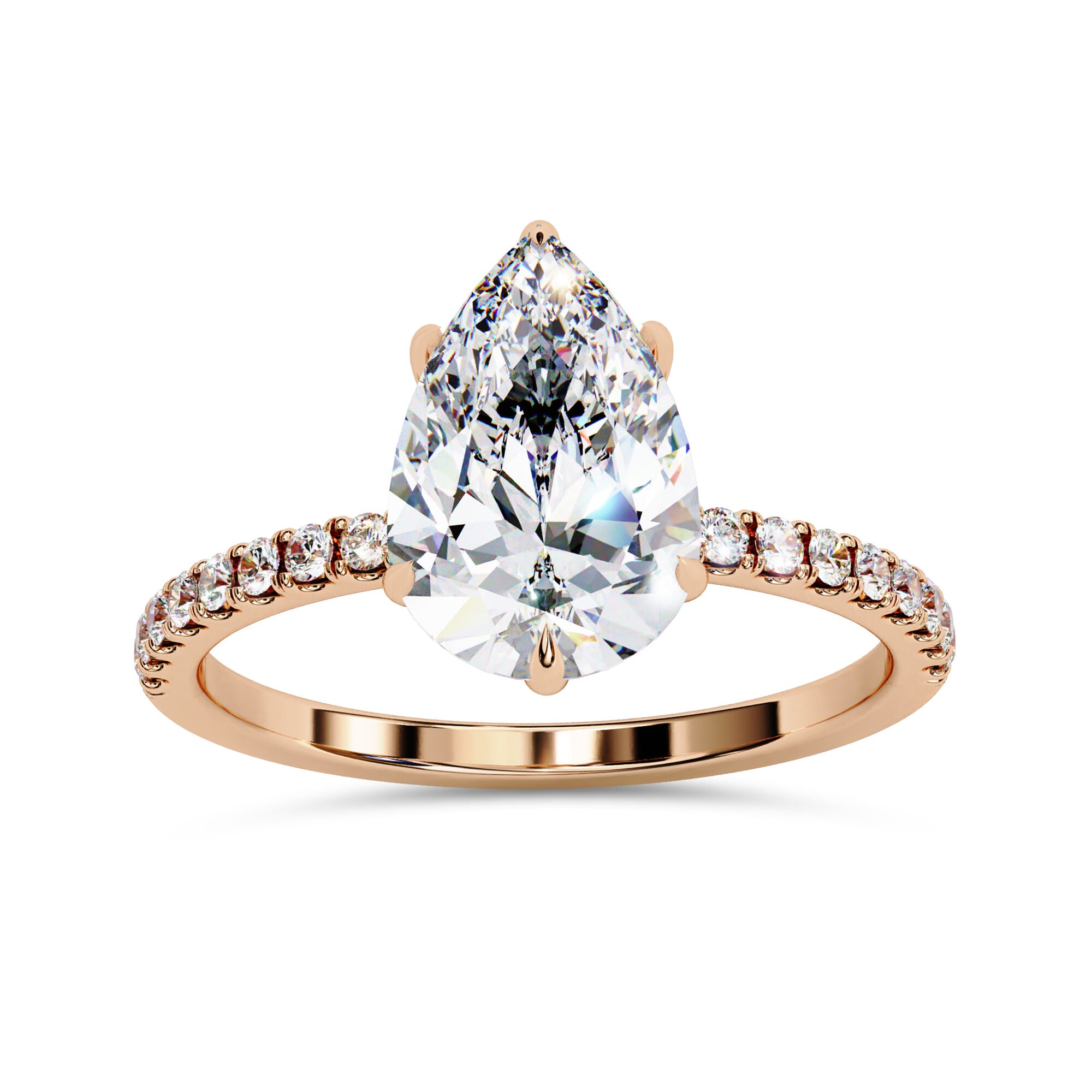Hidden Halo Solitaire Engagement Ring 10x7mm Lab Grown Diamond