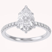 Hidden Halo Solitaire Engagement Ring 10x7mm Lab Grown Diamond