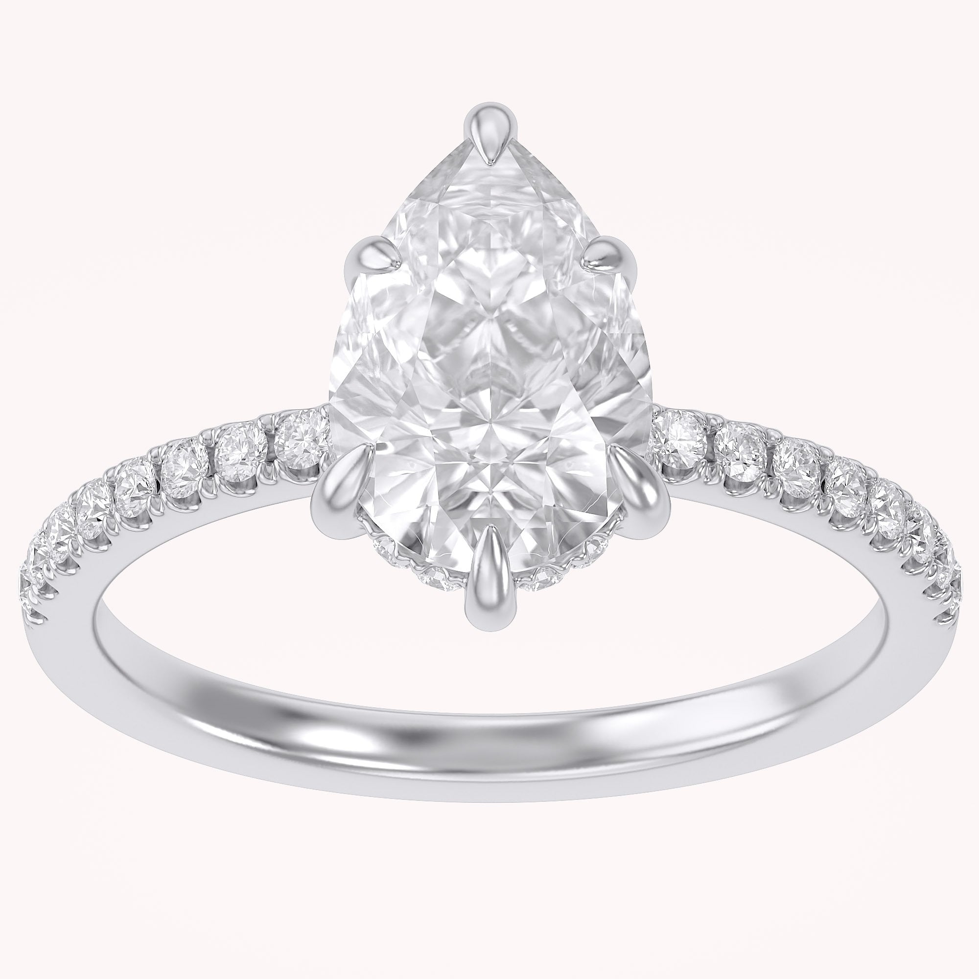 Hidden Halo Solitaire Engagement Ring 10x7mm Lab Grown Diamond