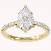 Hidden Halo Solitaire Engagement Ring 10x7mm Lab Grown Diamond