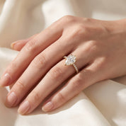 Hidden Halo Solitaire Engagement Ring 10x7mm Lab Grown Diamond