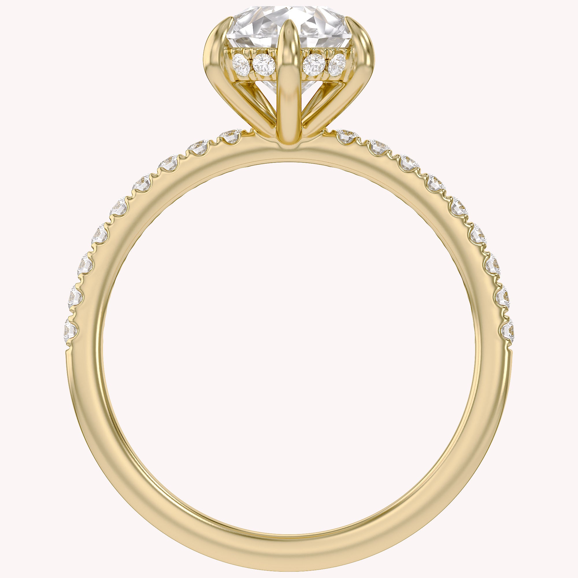 Hidden Halo Solitaire Engagement Ring 10x7mm Lab Grown Diamond