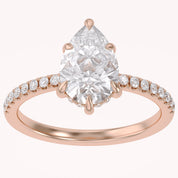 Hidden Halo Solitaire Engagement Ring 10x7mm Lab Grown Diamond