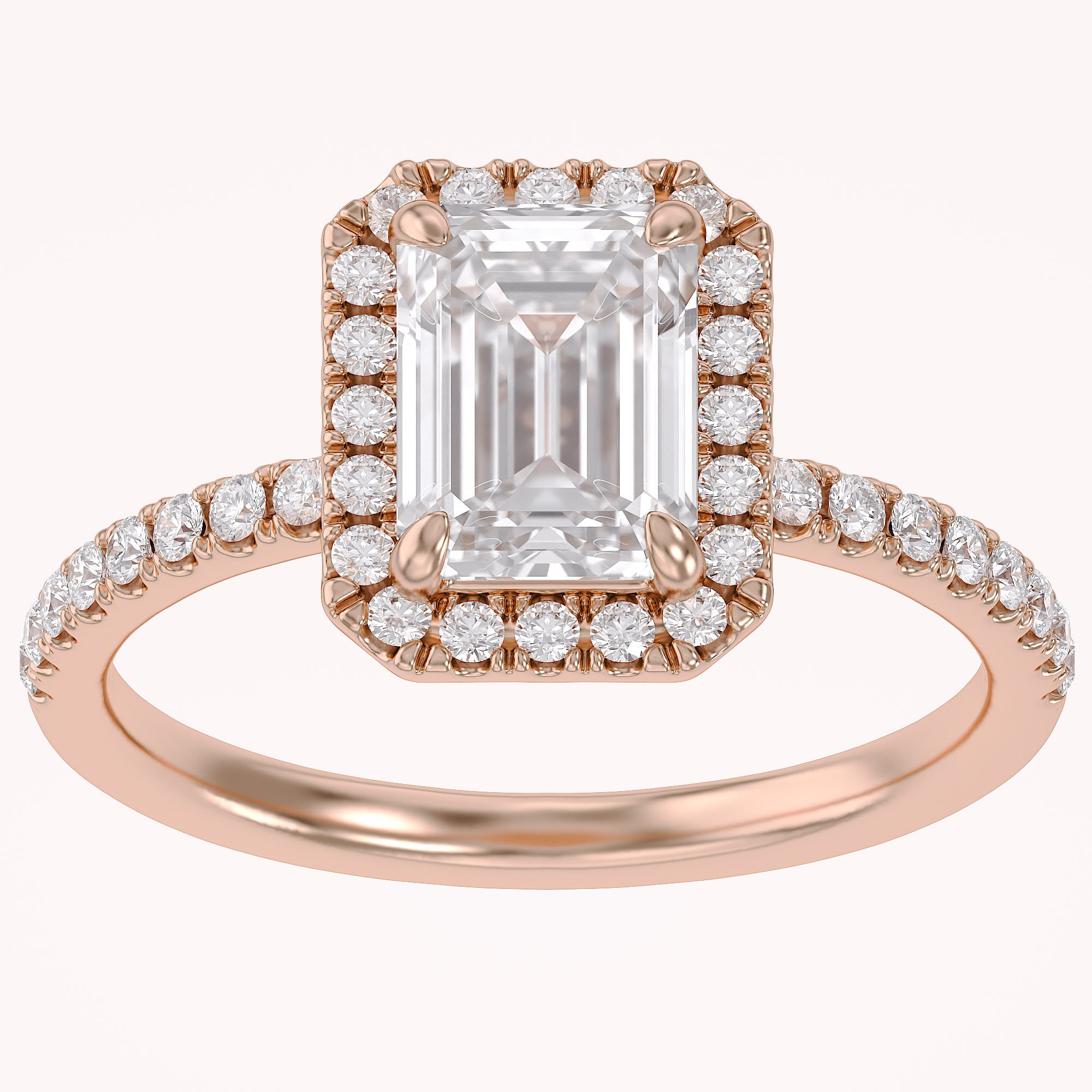 Halo Solitaire Engagement Ring 8X6mm Lab Grown Diamond