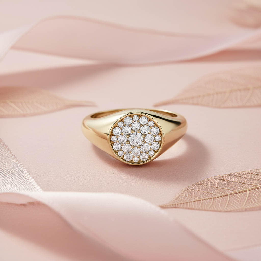 Circle Signet Lab Grown Diamond Ring