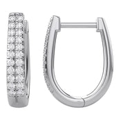 Double Row Huggie Lab Grown Diamond Hoop Earrings