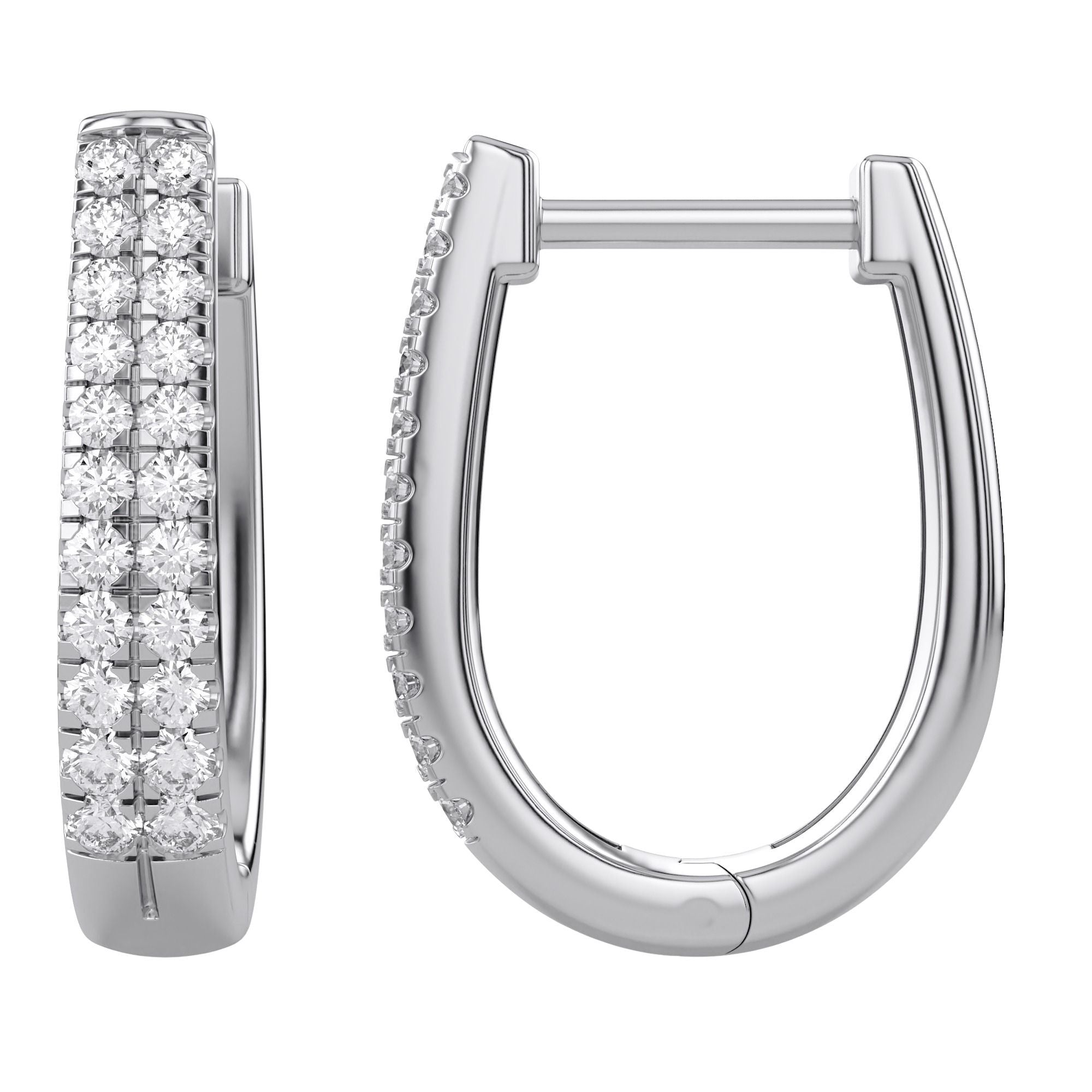 Double Row Huggie Lab Grown Diamond Hoop Earrings