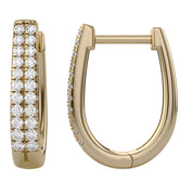 Double Row Huggie Lab Grown Diamond Hoop Earrings