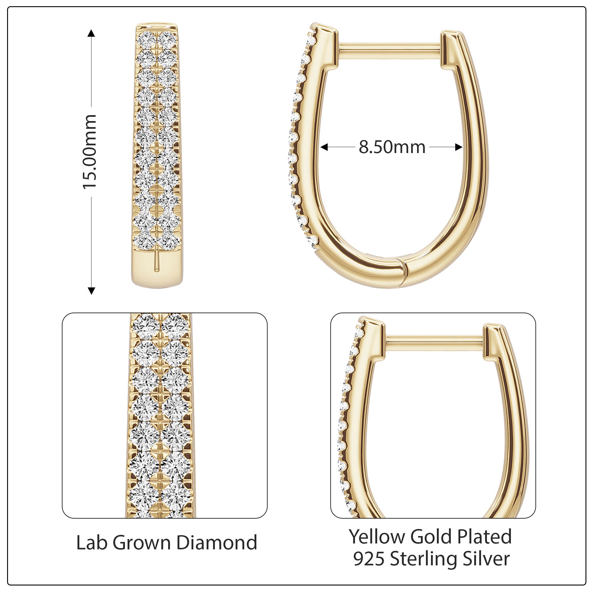 Double Row Huggie Lab Grown Diamond Hoop Earrings