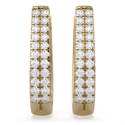 Double Row Huggie Lab Grown Diamond Hoop Earrings