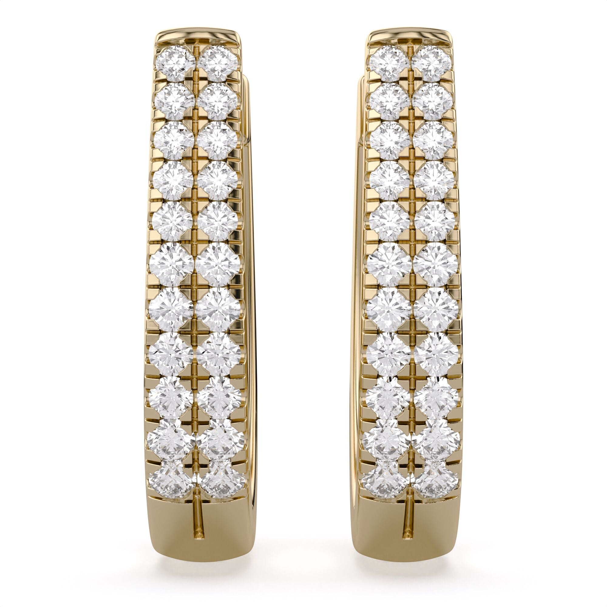 Double Row Huggie Lab Grown Diamond Hoop Earrings