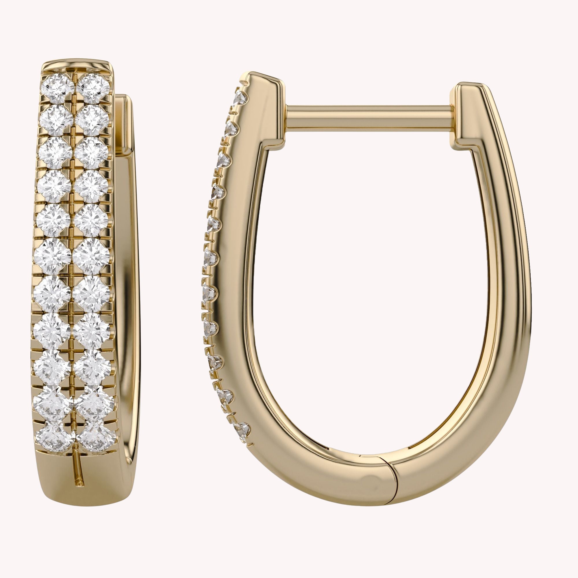 Double Row Huggie Lab Grown Diamond Hoop Earrings