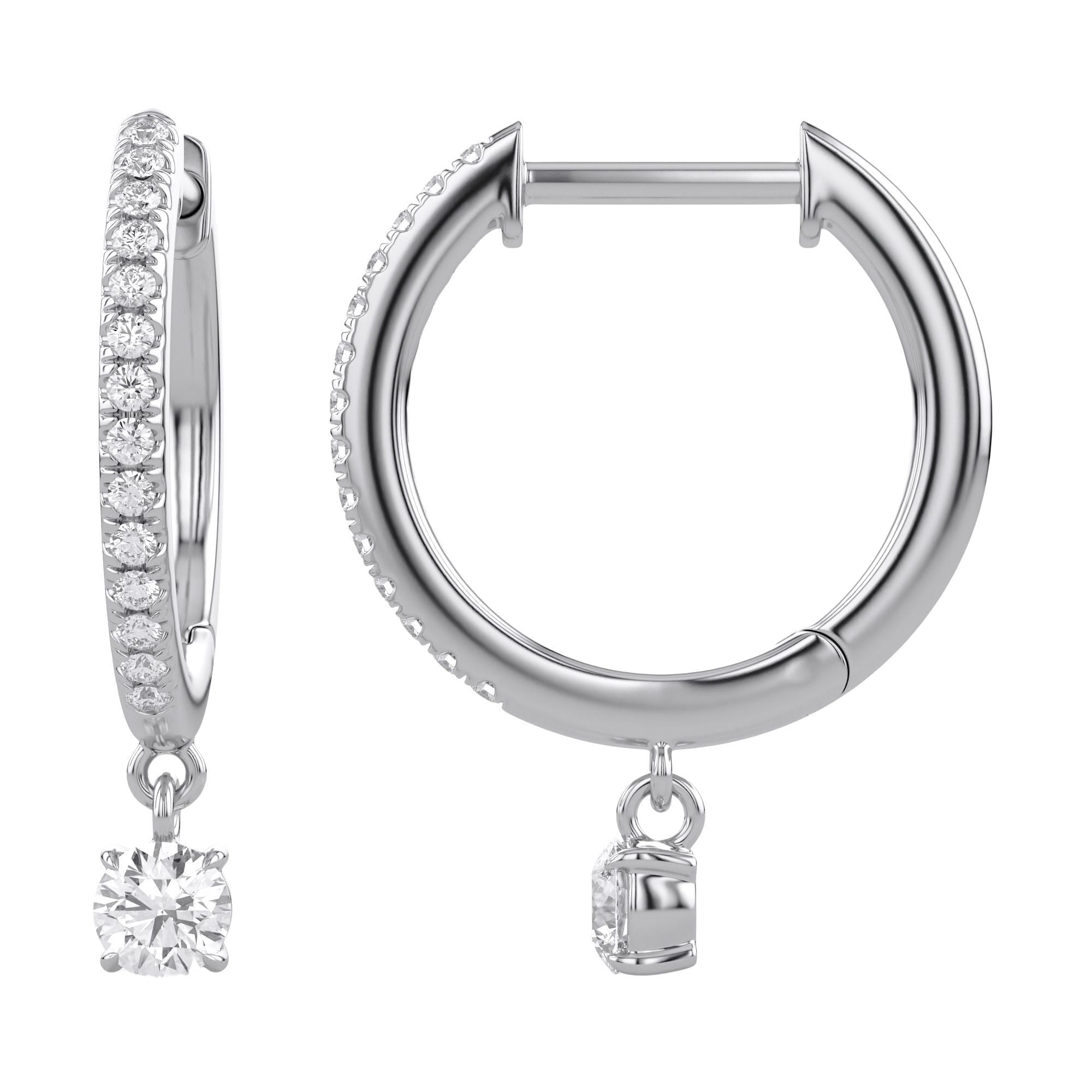 Dangle Drop Lab Grown Diamond Hoop Earrings