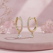 Dangle Drop Lab Grown Diamond Hoop Earrings