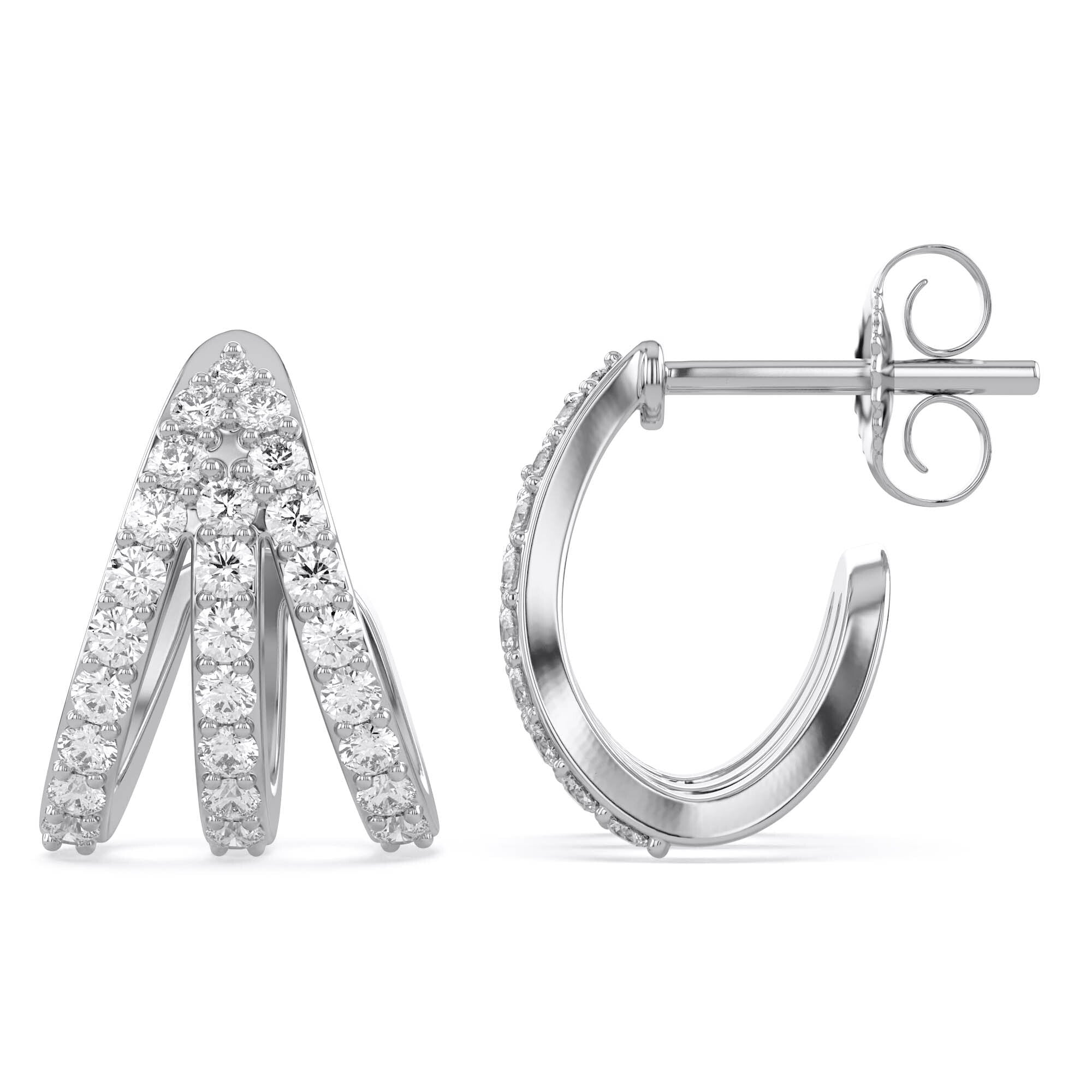 Trident Huggie Lab Grown Diamond Hoop Earrings
