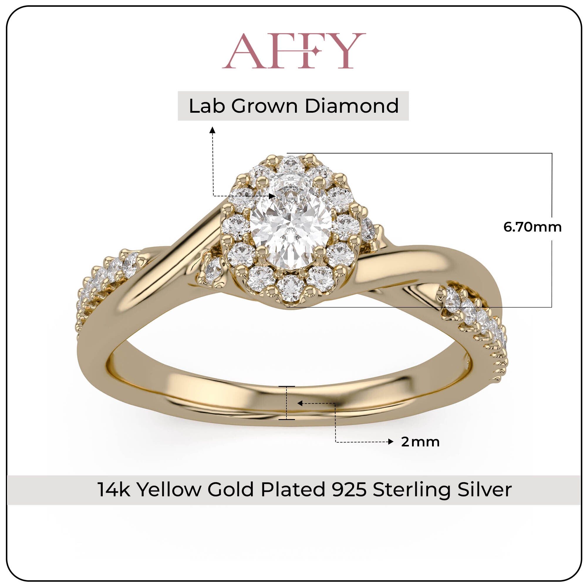 Halo Promise Lab Grown Diamond Ring Oval and Round