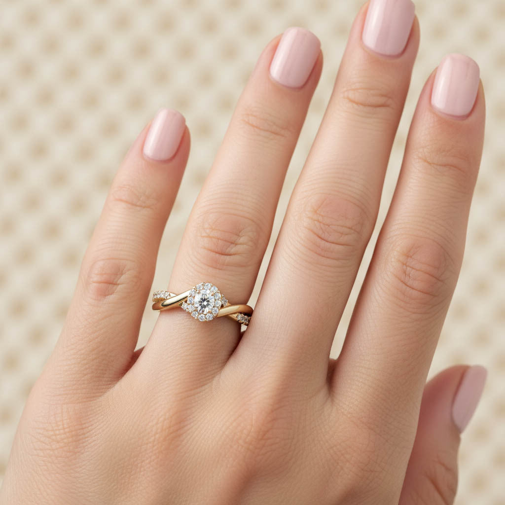 Halo Promise Lab Grown Diamond Ring Oval and Round