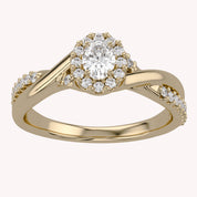 Halo Promise Lab Grown Diamond Ring Oval and Round