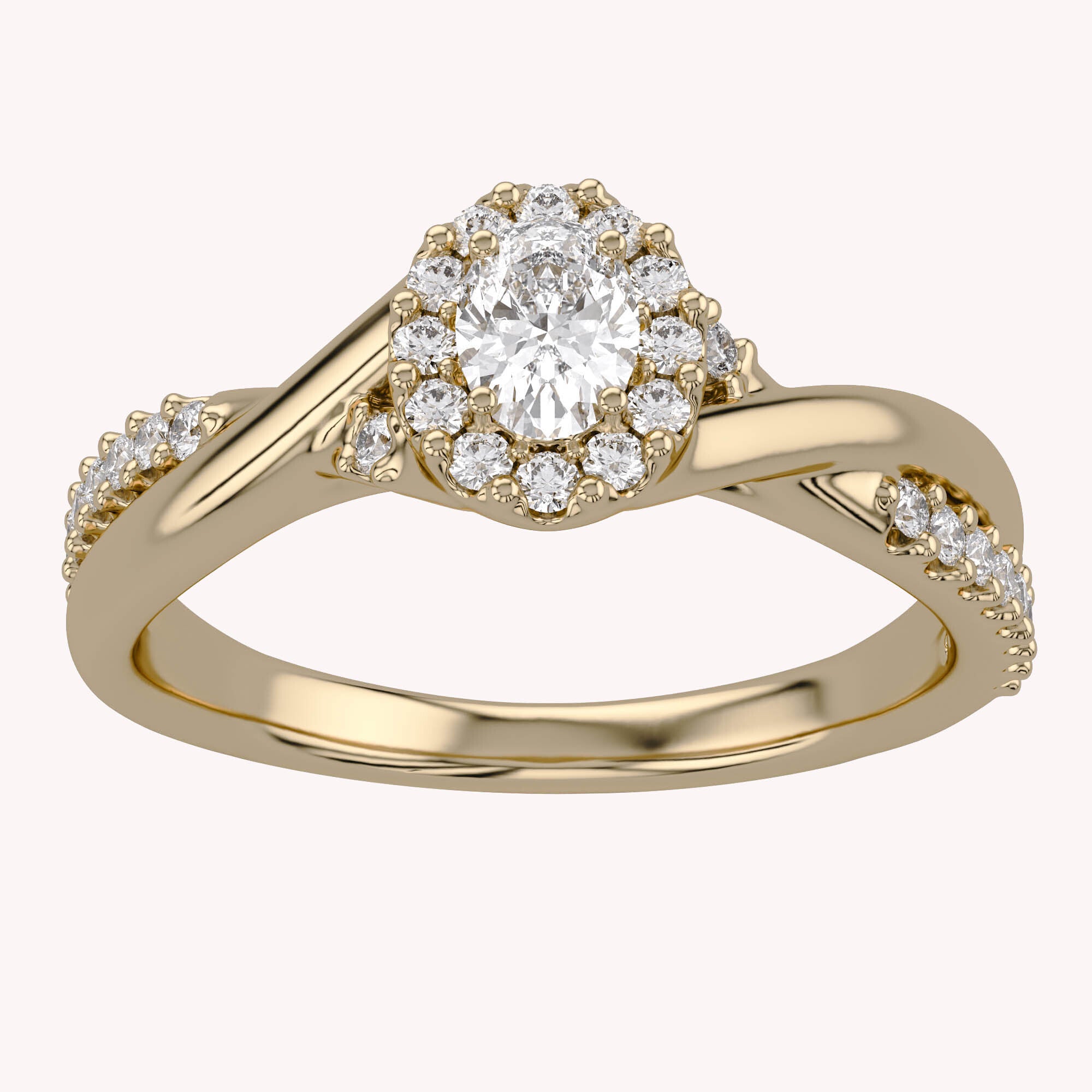 Halo Promise Lab Grown Diamond Ring Oval and Round