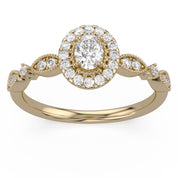 Art Dec Vintage Halo Promise Lab Grown Diamond Ring
