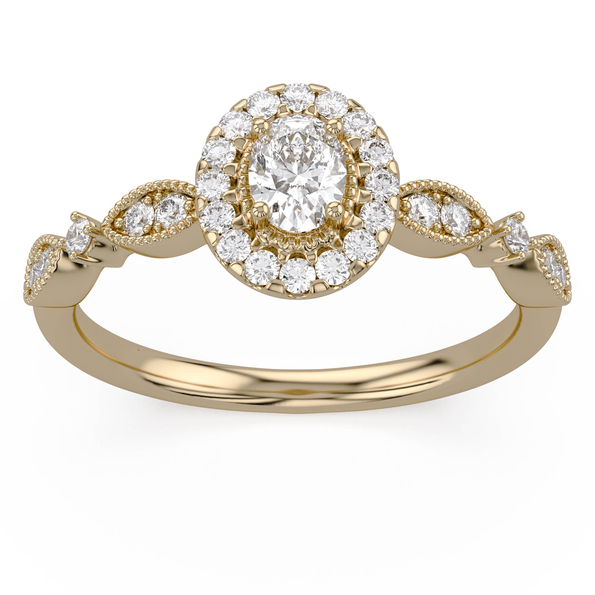 Art Dec Vintage Halo Promise Lab Grown Diamond Ring