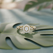 Art Dec Vintage Halo Promise Lab Grown Diamond Ring