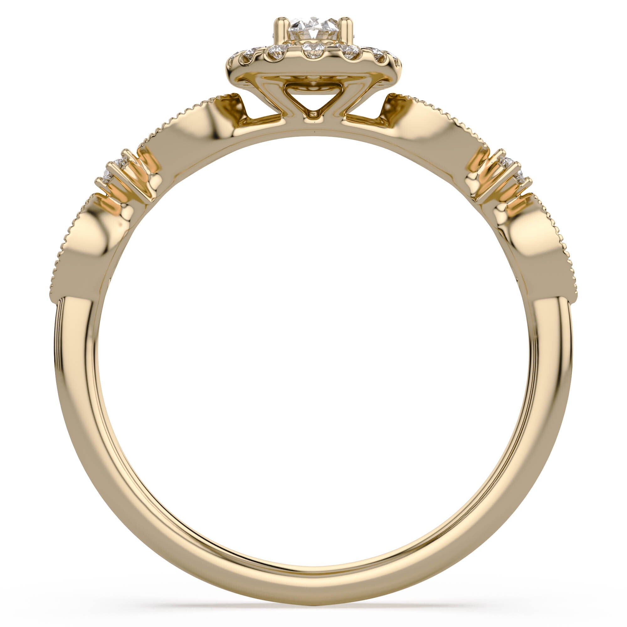 Art Dec Vintage Halo Promise Lab Grown Diamond Ring