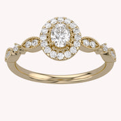 Art Dec Vintage Halo Promise Lab Grown Diamond Ring