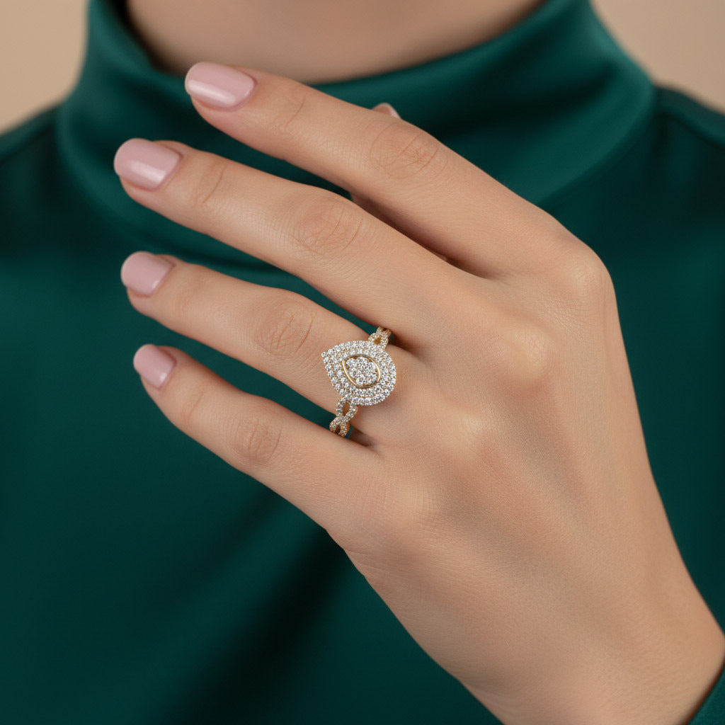 Infinity Teardrop Double Halo Lab Grown Diamond Ring