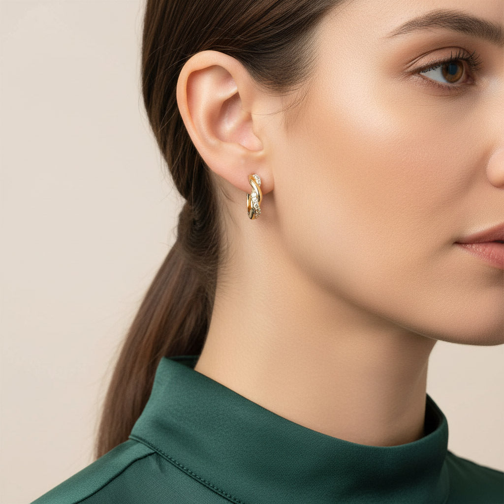 Twisted Lab Grown Diamond Hoop Earrings