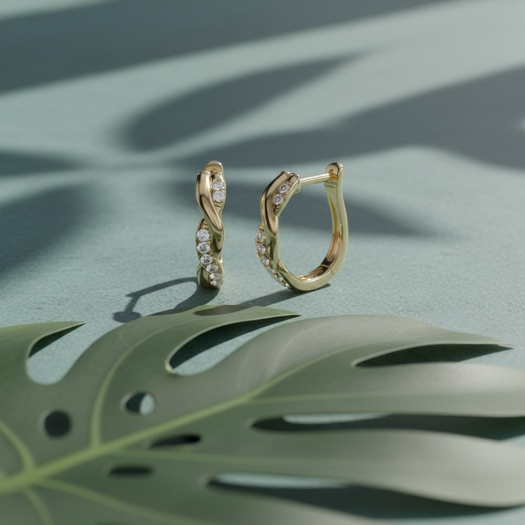 Twisted Lab Grown Diamond Hoop Earrings