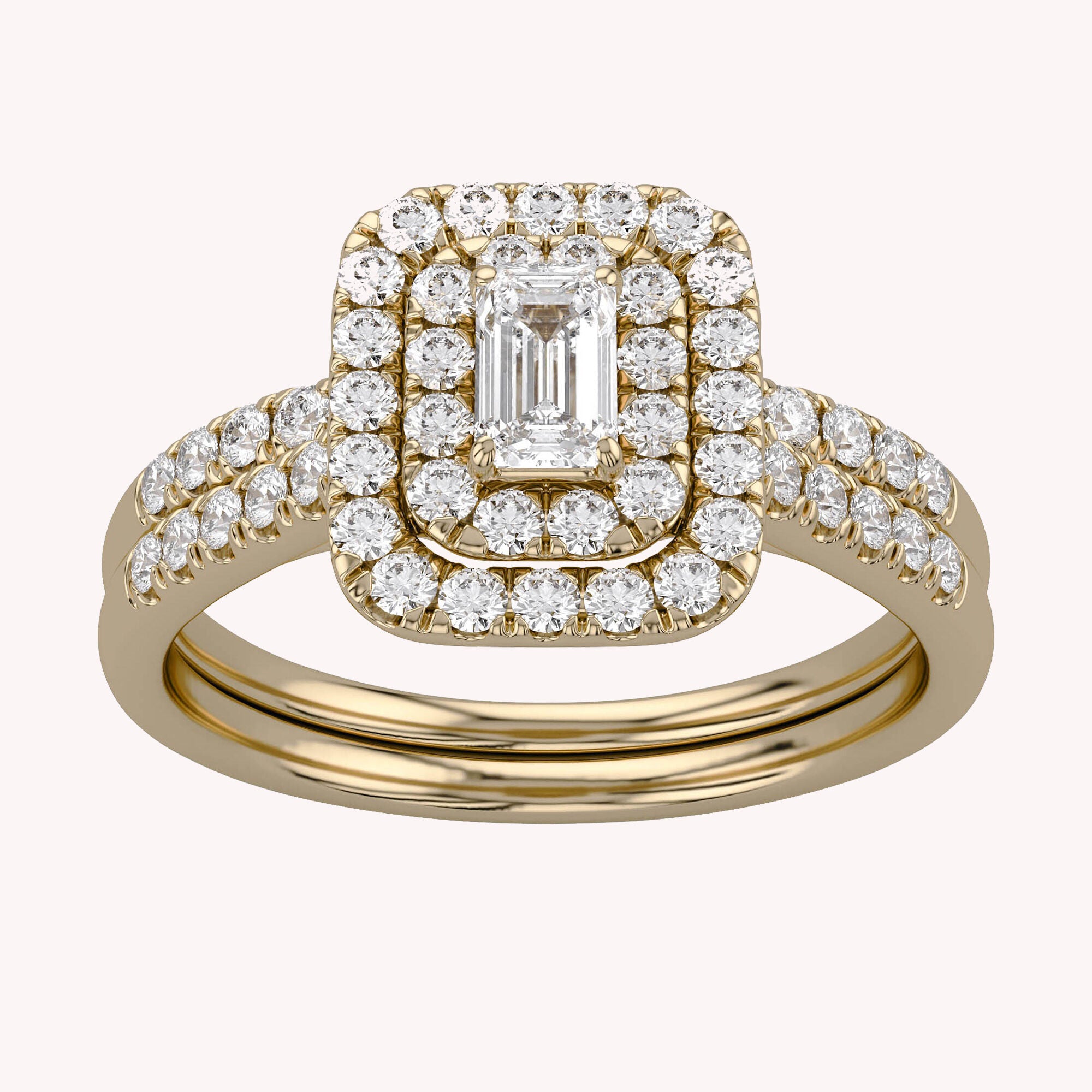 Double Halo Bridal Set Lab Grown Diamond Ring