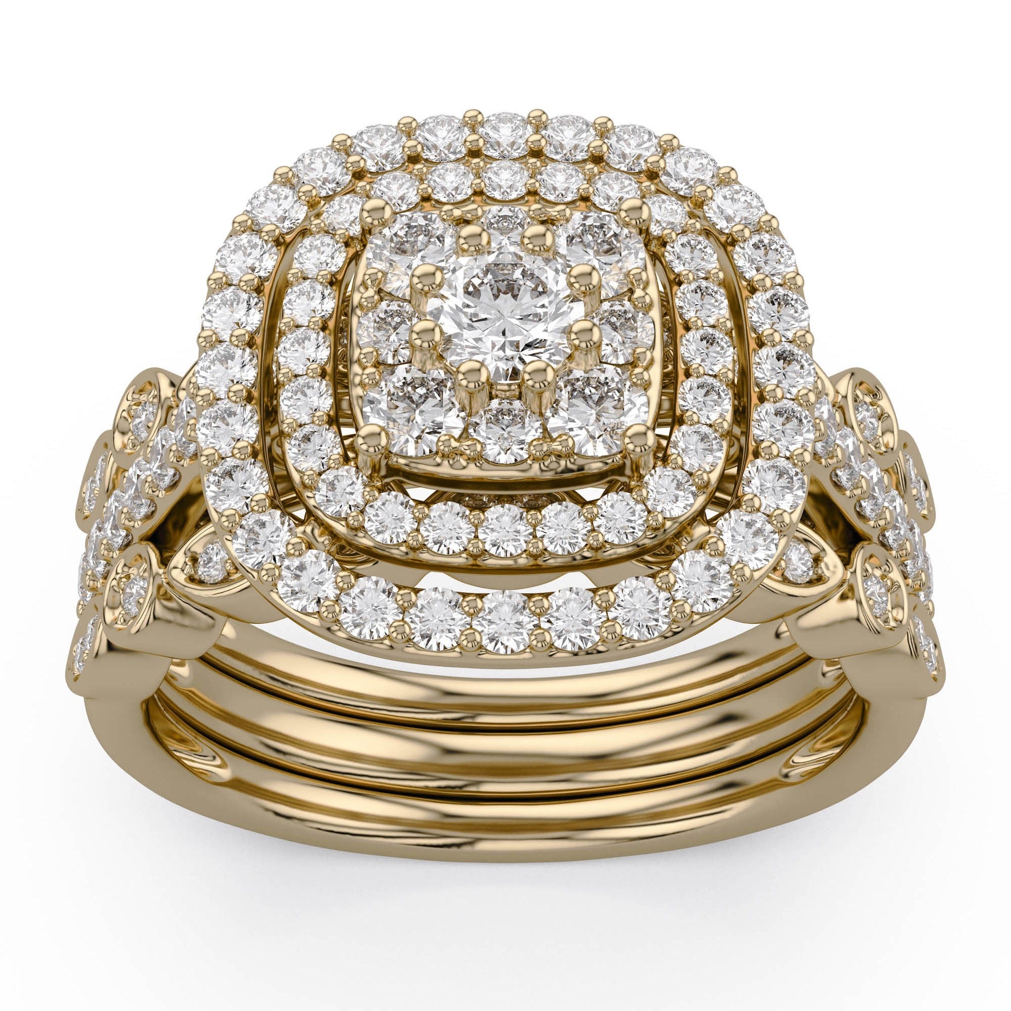 Art Deco Vintage Trio Set Lab Grown Diamond Ring
