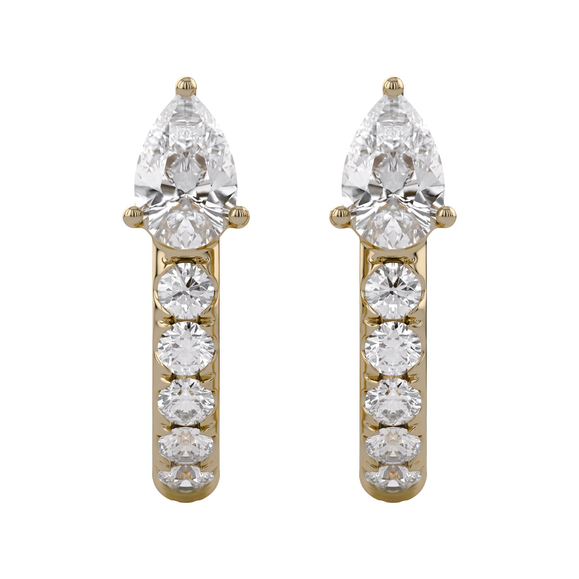 Pear Cut Lab Grown Diamond Hoop Earrings