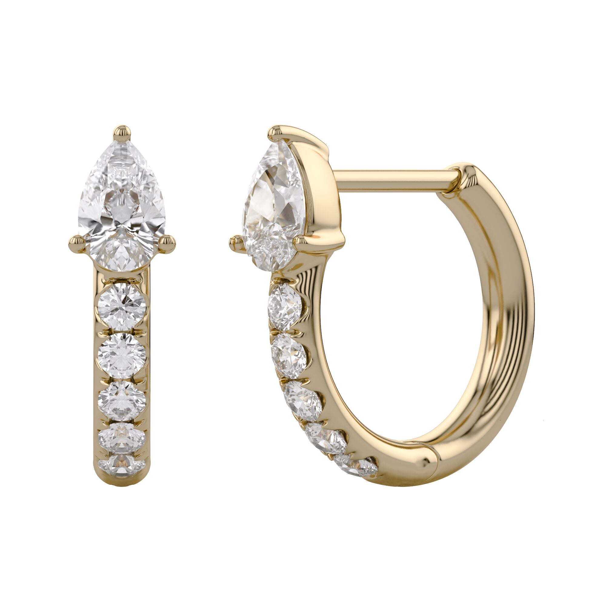 Pear Cut Lab Grown Diamond Hoop Earrings